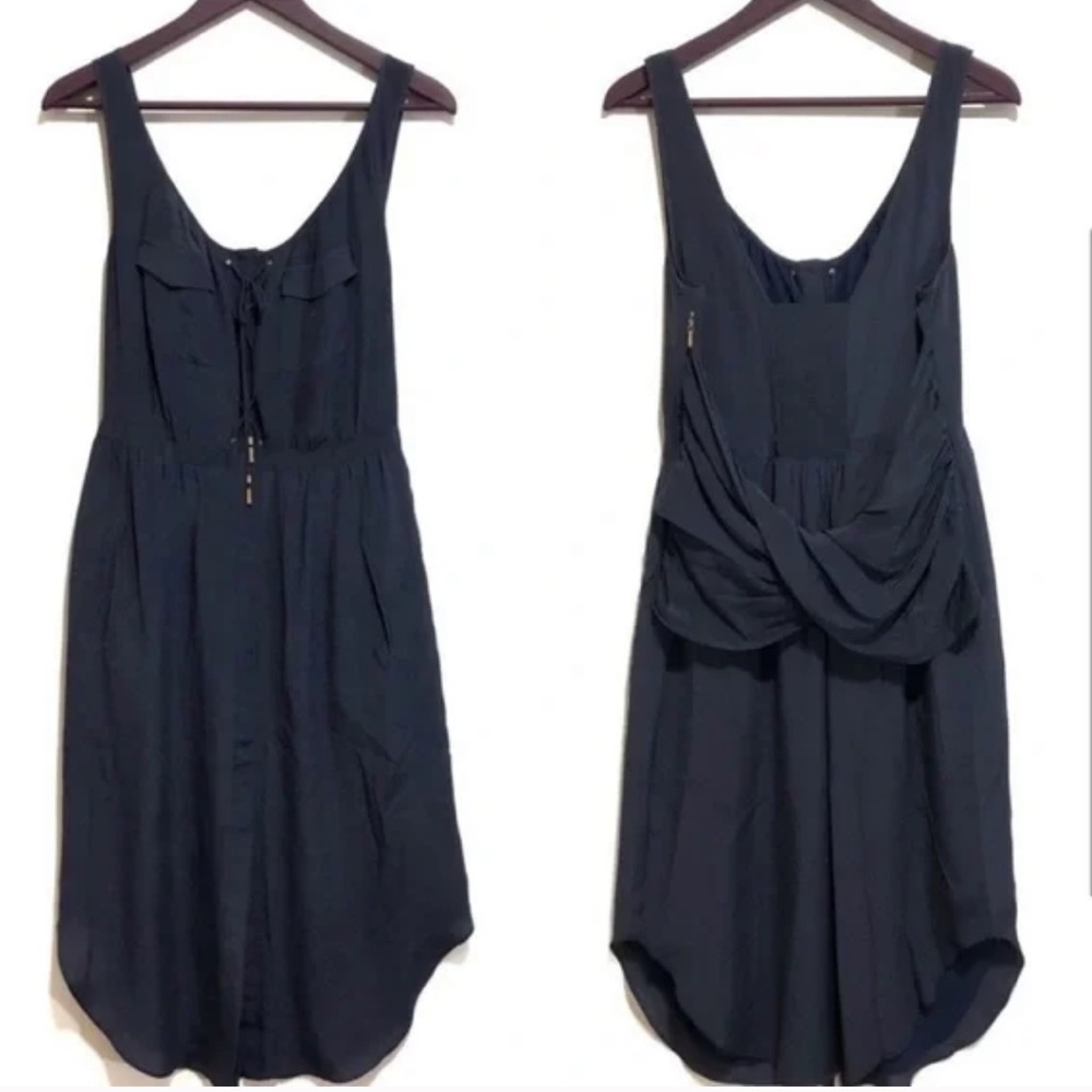 Anthropologie Leifsdottir Navy Silk Cargo Dress M2